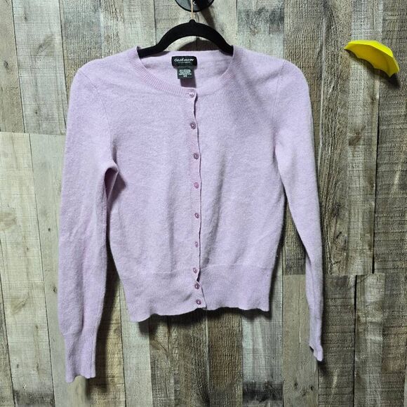 Lord & Taylor Lavender Cashmere Sweater Cardigan - Picture 1 of 3